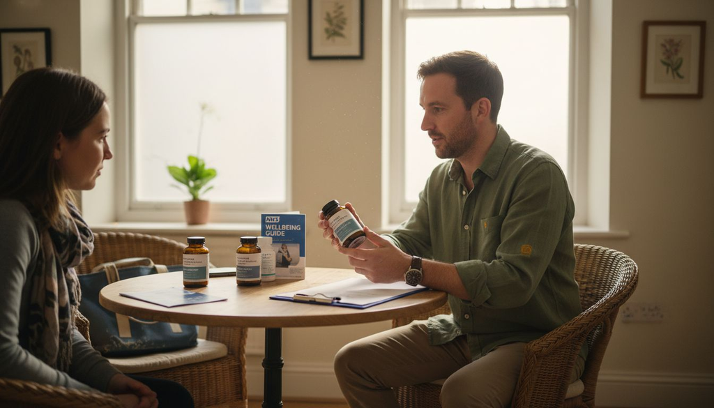 Nutritionist reviewing supplements with client