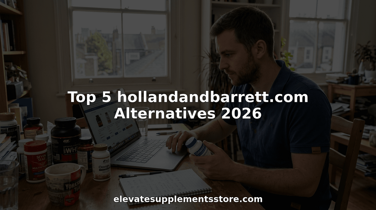 Customer comparing supplement retailers at home