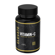 Elevate Vitamin C 1000mg high-strength supplement bottle with white label and orange accents, displayed on a plain background.