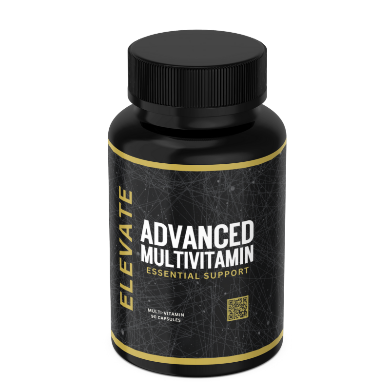 ElevateSupplementsNI Elevate Multi-Vitamin bottle with colorful label, complete daily multivitamin formula for overall health.