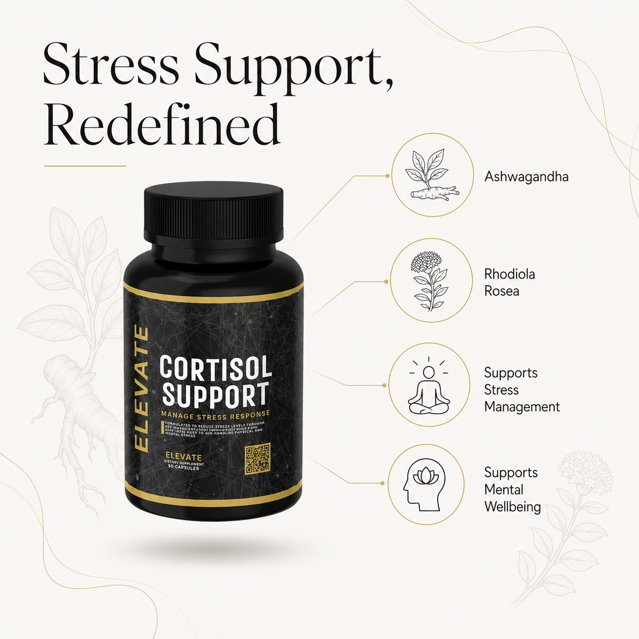 Elevate Cortisol Support | Ashwagandha & Rhodiola