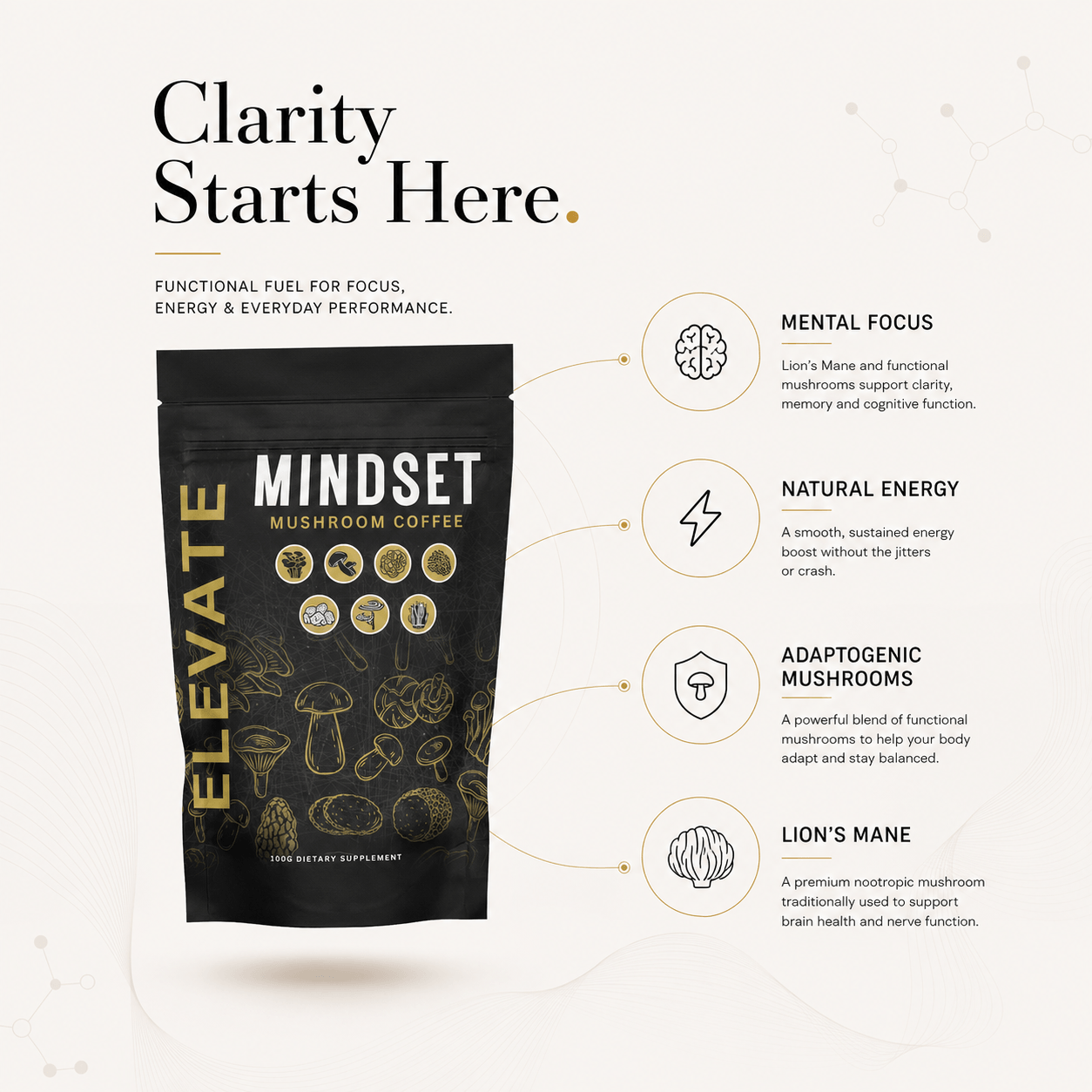 Elevate Mushroom Coffee | Lion's Mane & Adaptogenic Mushrooms