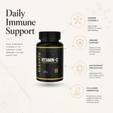 Elevate Vitamin C 1000mg high strength supplement bottle from ElevateSupplementsNI, featuring orange capsules and label.