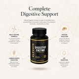 Elevate Digestive Enzyme Complex supplement bottle with colorful label, featuring multi-enzyme formula for digestive support.