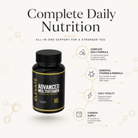 Elevate Multi-Vitamin bottle with colorful capsules, containing daily vitamins and minerals from ElevateSupplementsNI.