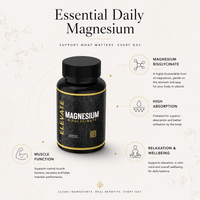 Elevate Magnesium Bisglycinate supplement bottle from ElevateSupplementsNI with high absorption formula and supplement capsules.