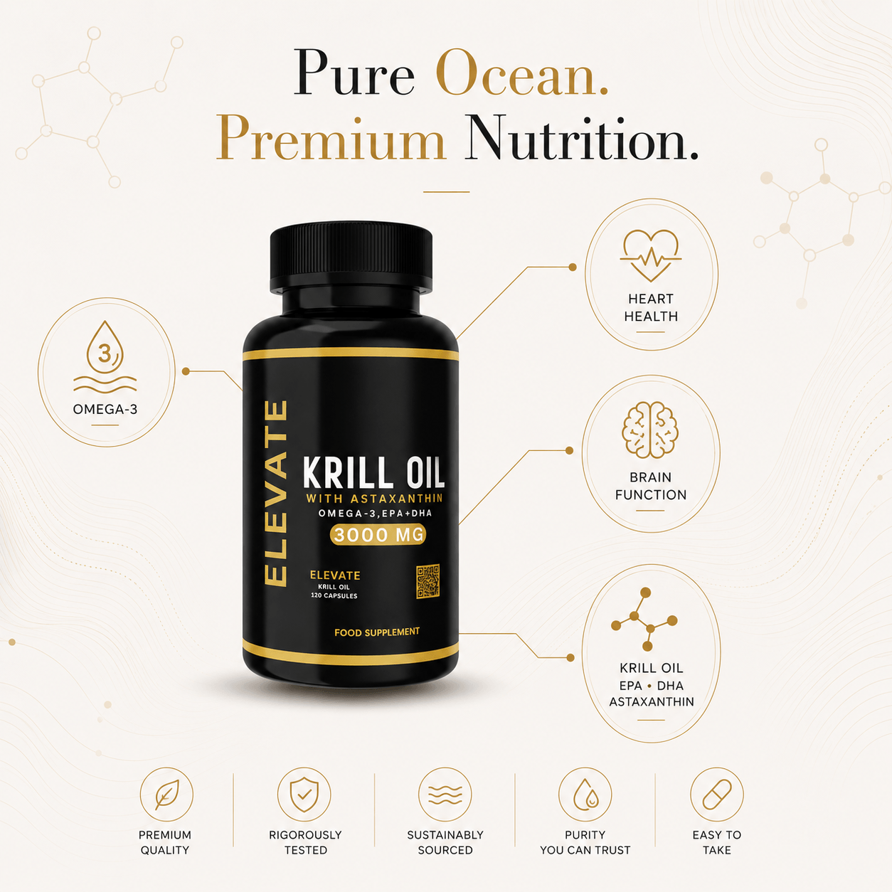 Elevate Krill Oil 3000mg | Astaxanthin, Omega-3, EPA & DHA