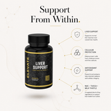 Elevate Supplements liver support supplement bottle with NAC, TUDCA, and Milk Thistle capsules on a white background.
