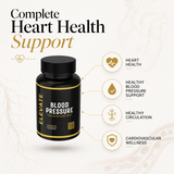 ElevateBlood Pressure supplement bottle from ElevateSupplementsNI with label and product information for heart and circulation support.