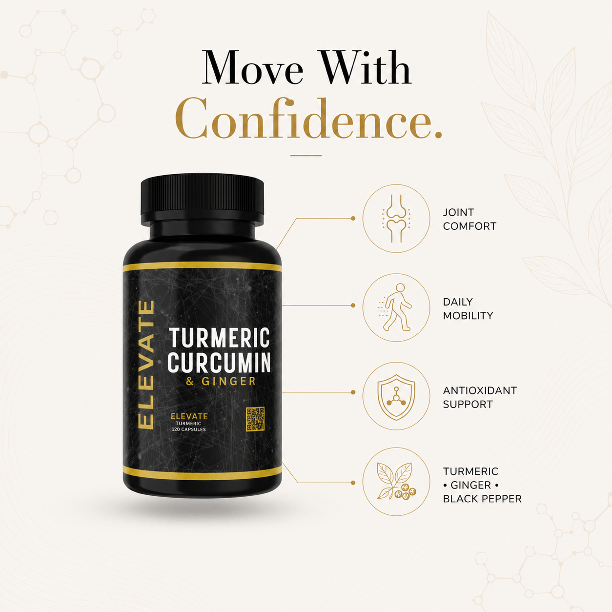 Elevate Turmeric Curcumin & Ginger | Black Pepper Extract