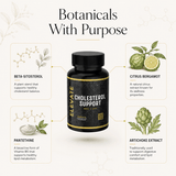 Elevate Cholesterol Support supplement by ElevateSupplementsNI with bergamot and beta-sitosterol capsules in a bottle.
