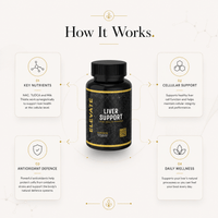 Elevate Supplements liver support supplement bottle with NAC, TUDCA, and Milk Thistle capsules on a white background