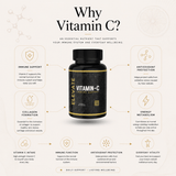 Elevate Vitamin C 1000mg high-strength supplement bottle with orange capsules and label displaying product details.
