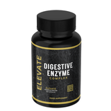 Elevate Digestive Enzyme Complex bottle showing label with multi-enzyme formula for improved digestion and gut health.