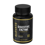 Elevate Digestive Enzyme Complex bottle showing label with multi-enzyme formula for improved digestion and gut health.