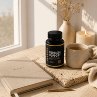 Elevate Cortisol Support supplement by ElevateSupplementsNI featuring Rhodiola, L-Theanine, and Magnesium in capsule form.