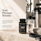 Elevate Dry water balance and muscle definition formula by ElevateSupplementsNI, featuring a sleek container with supplement powder.