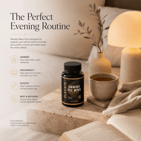 Elevate Sleep Aid supplement bottle with capsules containing 5-HTP, magnesium, and L-theanine for restful sleep.