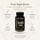 Elevate Marine Collagen supplement bottle with hyaluronic acid, vitamin C, and biotin, featuring the ElevateSupplementsNI branding.