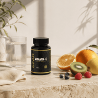 ElevateSupplementsNI Elevate Vitamin C 1000mg high-strength supplement bottle with label and tablets inside.