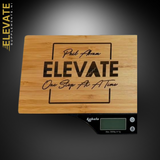 ElevateScales by ElevateSupplementsNI featuring a sleek digital bathroom scale with a glass surface and digital display.
