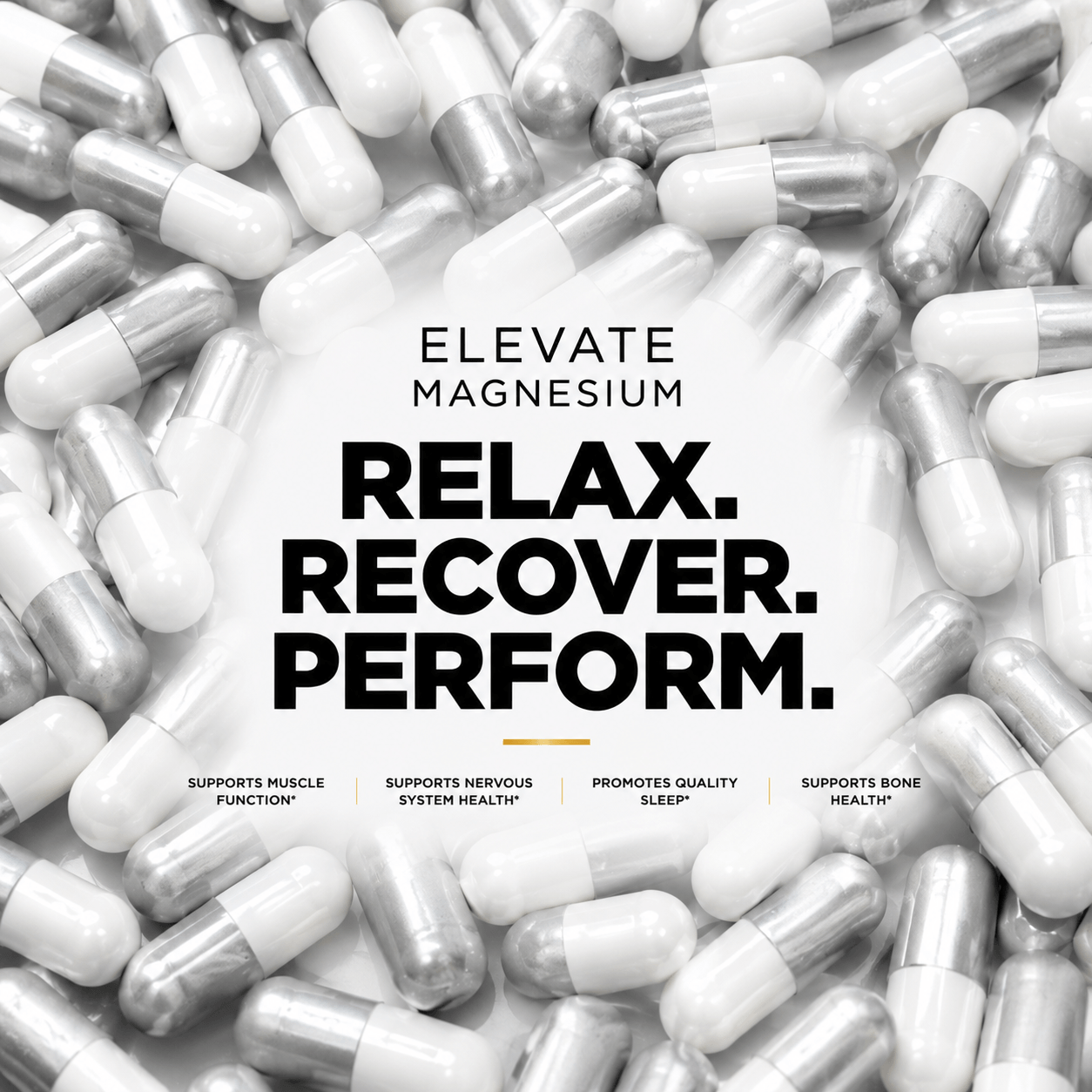 Bottle of Elevate Magnesium Bisglycinate supplement from ElevateSupplementsNI with label and cap visible.
