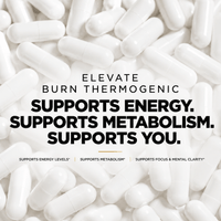 ElevateBurn thermogenic fat burner capsules by ElevateSupplementsNI, showing a bottle of dietary supplement capsules for weight loss.
