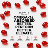 Elevate Krill Oil 3000mg supplement bottle with capsules, featuring Astaxanthin, Omega-3, EPA, and DHA from ElevateSupplementsNI
