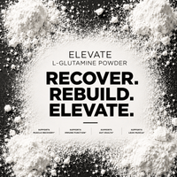Elevate L-Glutamine supplement in 500g package, ultra micronized powder from ElevateSupplementsNI.