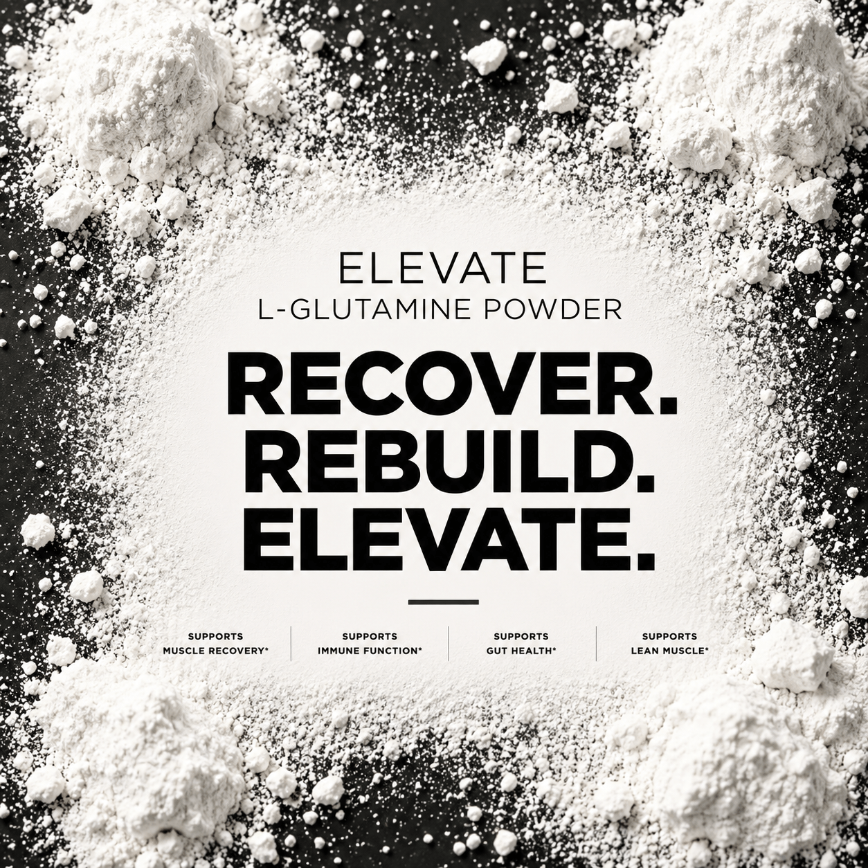 Elevate L-Glutamine supplement in 500g package, ultra micronized powder from ElevateSupplementsNI.