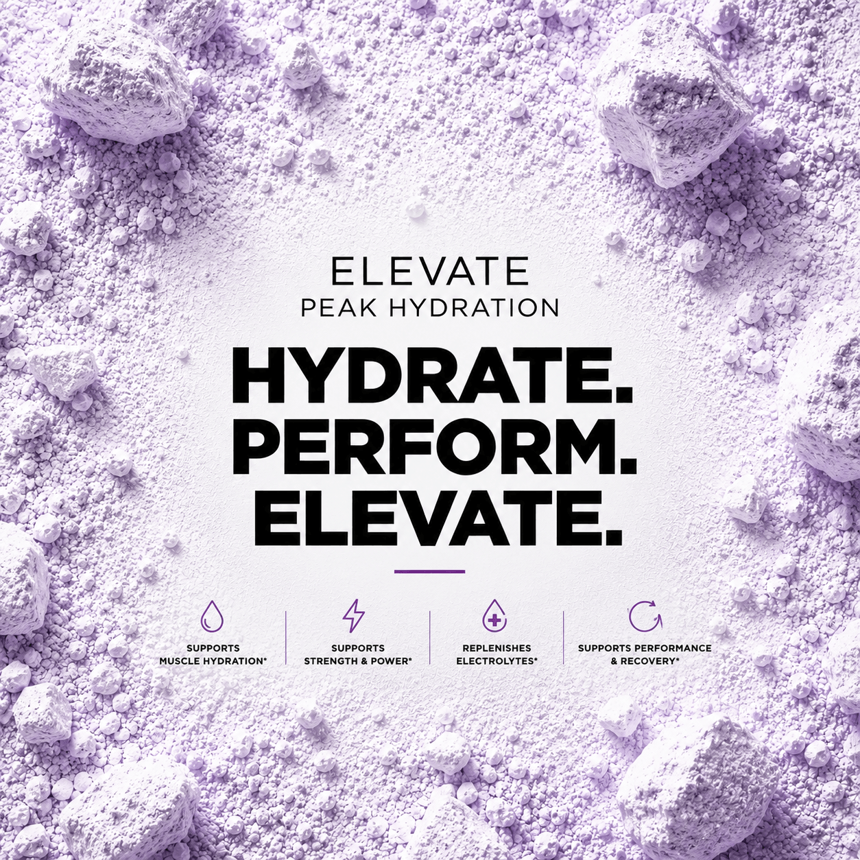 Elevate Peak Hydration electrolyte and creatine powder by ElevateSupplements in a 270g container, shown in a close-up image.