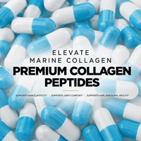 Elevate Marine Collagen supplement bottle featuring hyaluronic acid, vitamin C, and biotin from ElevateSupplementsNI.