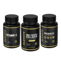 ElevateBeauty From Within Bundle featuring marine collagen, vitamin C, and probiotics in supplement bottles for glowing skin.