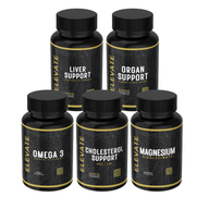ElevateSupplements Elevate Complete Health Stack with organ, liver, heart, and daily wellness support capsules and supplements.