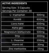 Elevate Sleep Aid bottle from ElevateSupplementsNI showing supplement capsules containing 5-HTP, magnesium, and L-theanine.