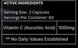 High-strength Elevate Vitamin C 1000mg supplement bottle with label, showcasing the supplement's branding and dosage information.