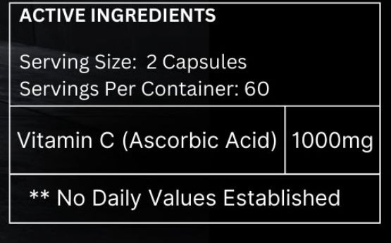 High-strength Elevate Vitamin C 1000mg supplement bottle with label, showcasing the supplement's branding and dosage information.