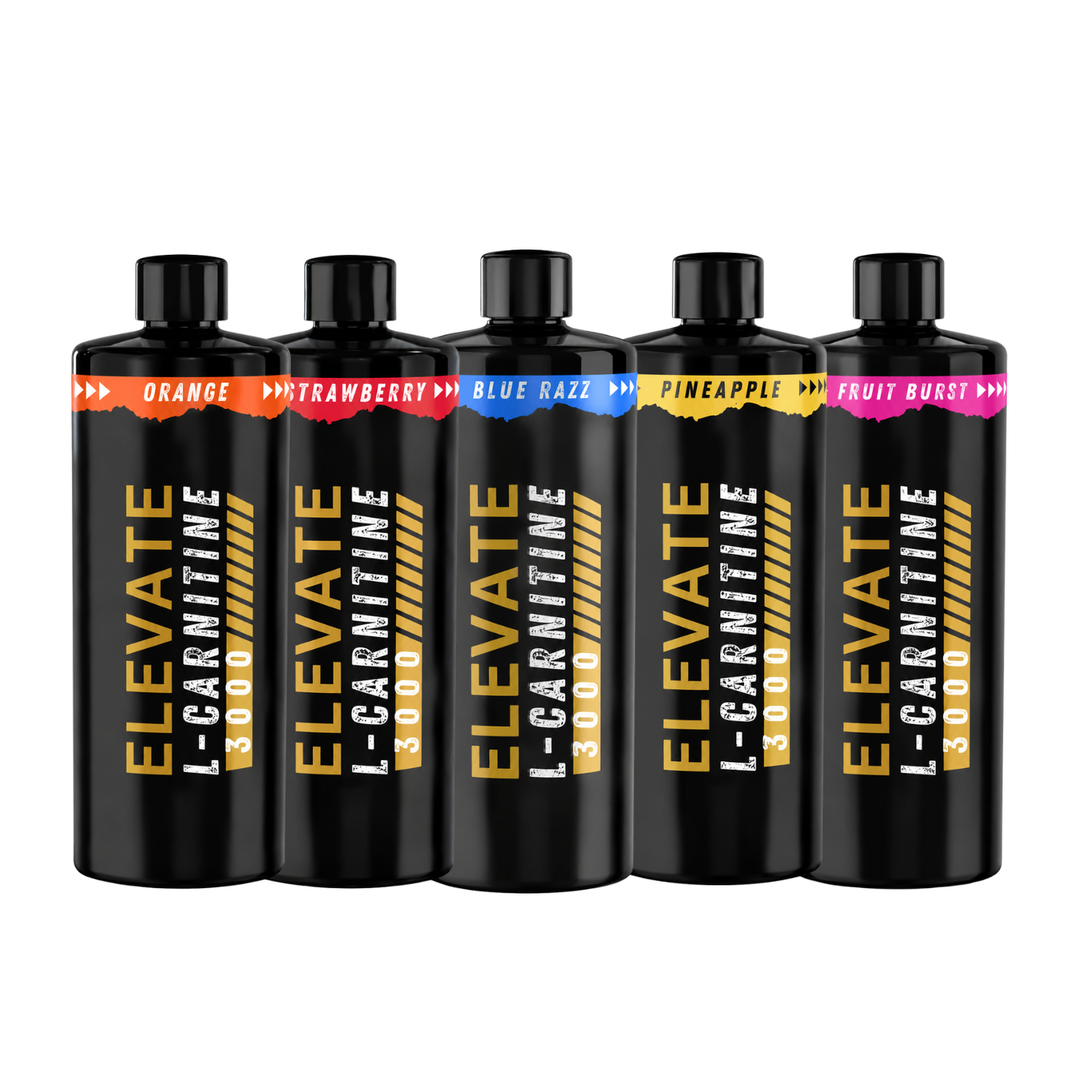 Liquid Elevate L-Carnitine 3000 supplement bottle with clear label and cap, showcasing the ElevateSupplementsNI branding.