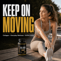 Elevate Marine Collagen supplement bottle with label featuring hyaluronic acid, vitamin C, and biotin from ElevateSupplementsNI