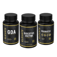 ElevateSupplements Elevate Meal & Digestion Bundle showing bottles of GDA, digestive enzymes, and probiotics on a white background.