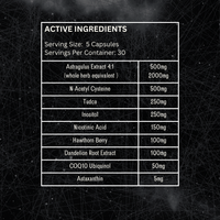 Elevate Supplements Elevate Organ Support powder scoop with proprietary blend, serving size 1g, 100 servings per bag.