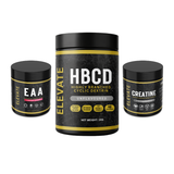 Elevate Training Stack with cherry-flavored creatine, HBCD, and essential amino acids in a colorful supplement container.