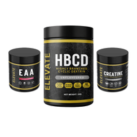 Elevate Training Stack with cherry-flavored creatine, HBCD, and essential amino acids in a colorful supplement container.