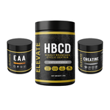 ElevateSupplements Elevate Training Stack with creatine, HBCD, and amino acids in an orange container, designed for workout support.