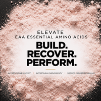 Elevate Essential Amino Acids and Electrolytes powder in a 450g container, designed to support muscle recovery and performance.