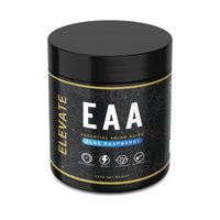 Blue raspberry Elevate Essential Amino Acids (EAAs) and electrolytes powder in a 450g jar by ElevateSupplementsNI.