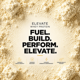 Elevate Whey Protein by ElevateSupplementsNI in vanilla ice cream flavor, 1kg container, high protein formula with scoop and packaging.