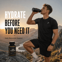 Elevate Peak Hydration capsules with PeakO2® and elevATP® from ElevateSupplementsNI, shown in a bottle before training.