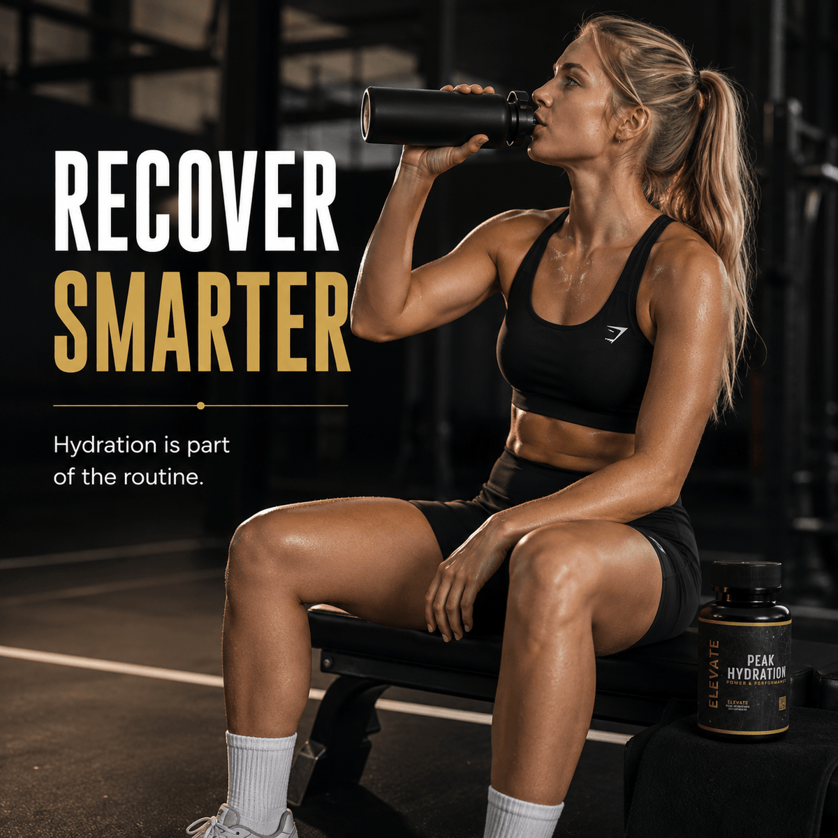 Elevate Peak Hydration supplement capsules with PeakO2® and elevATP® for improved recovery and hydration.