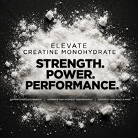 Elevate Creatine Monohydrate 500g container, showing micronised pure creatine powder for strength and performance.